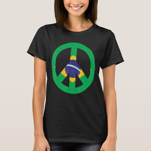 Biet Sign Brasilien Flagga T Shirt (Framsida)