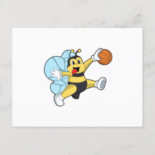 Biet som basketbollspelare med basketboll vykort