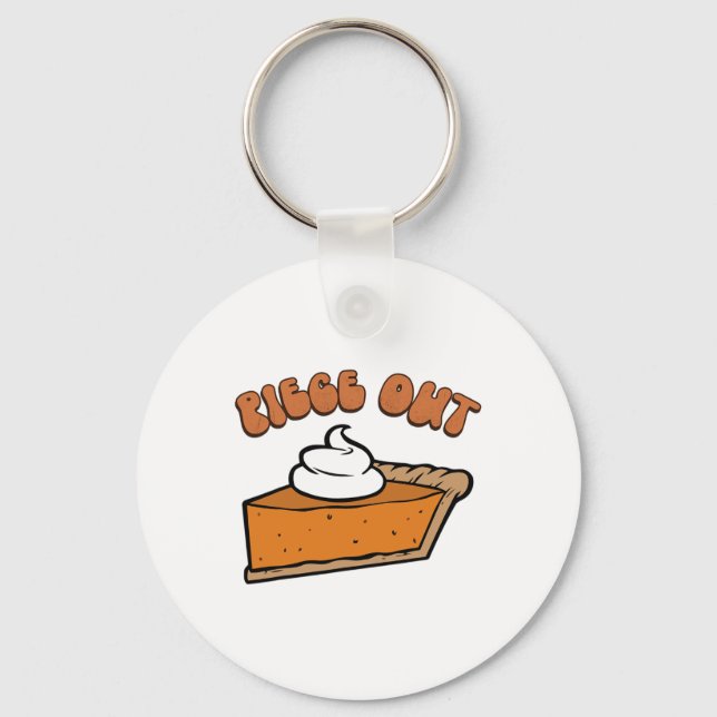 Biet ut Paj Retro Funny Thanksgiving Fall Groovy Nyckelring (Framsida)