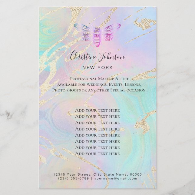 biets logotyp på faux iridescent, effekt flygblad (Framsidan)