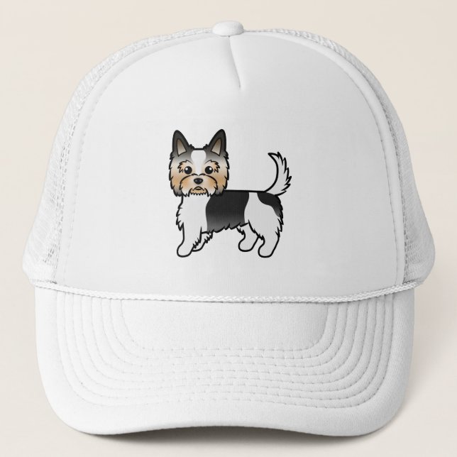 Biewer Terrier Biewer Yorkie Söt Tecknad Hund Keps (Framsida)
