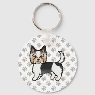 Biewer Terrier / Biewer Yorkie Tecknad hund & tass Nyckelring