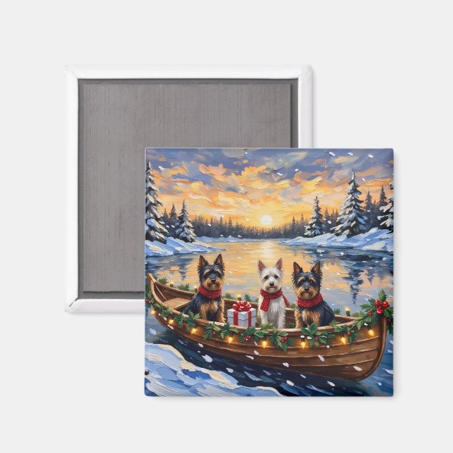 Biewer Terrier Christmas Boat Holiday Magnet (Front/Back)