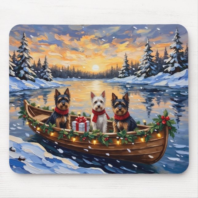 Biewer Terrier Christmas Boat Holiday Musmatta (Framsidan)