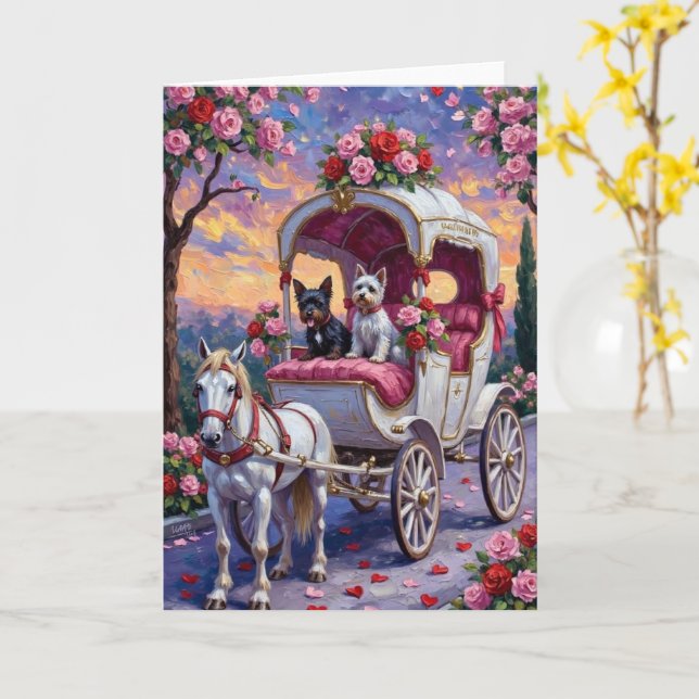 Biewer Terrier Dog Valentine's Day Kort (Gul blomma)