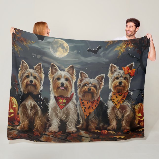 Biewer Terrier Halloween Kuslig  Fleecefilt (På plats)