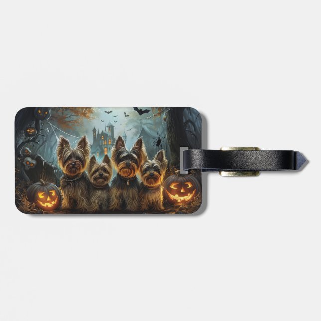 Biewer Terrier Halloween Night Doggy Delight Bagagebricka (Baksida Vågrät)