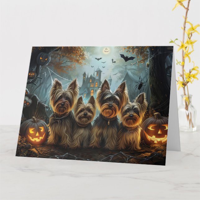 Biewer Terrier Halloween Night Doggy Delight Kort (Gul blomma)