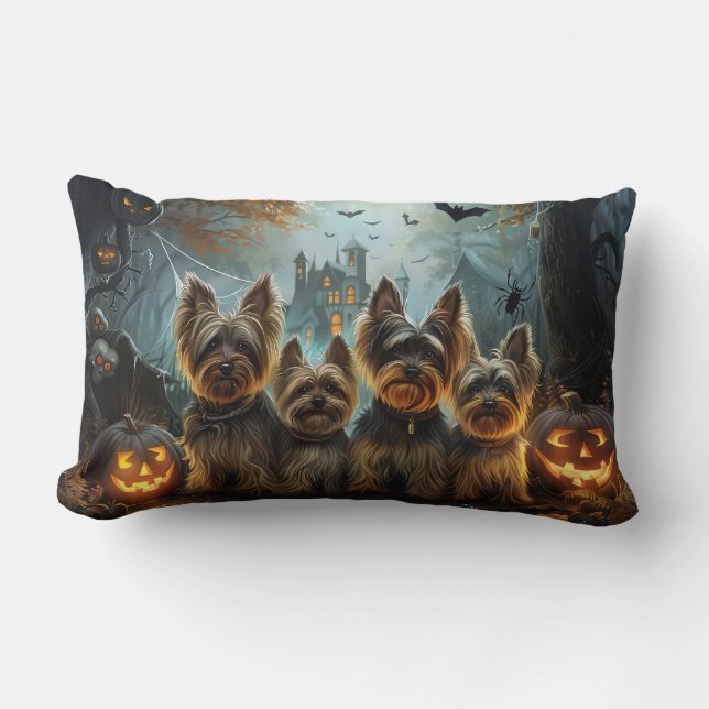 Biewer Terrier Halloween Night Doggy Delight Lumbarkudde (Framsida)