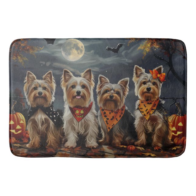 Biewer Terrier Halloween Spooky Badrumsmatta (Framsidan)