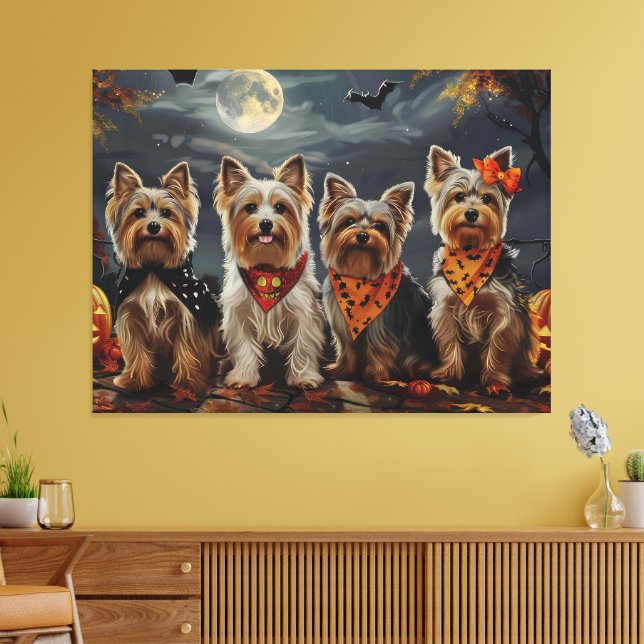 Biewer Terrier Halloween Spooky Canvastryck (Insitu (Vardagsrum))