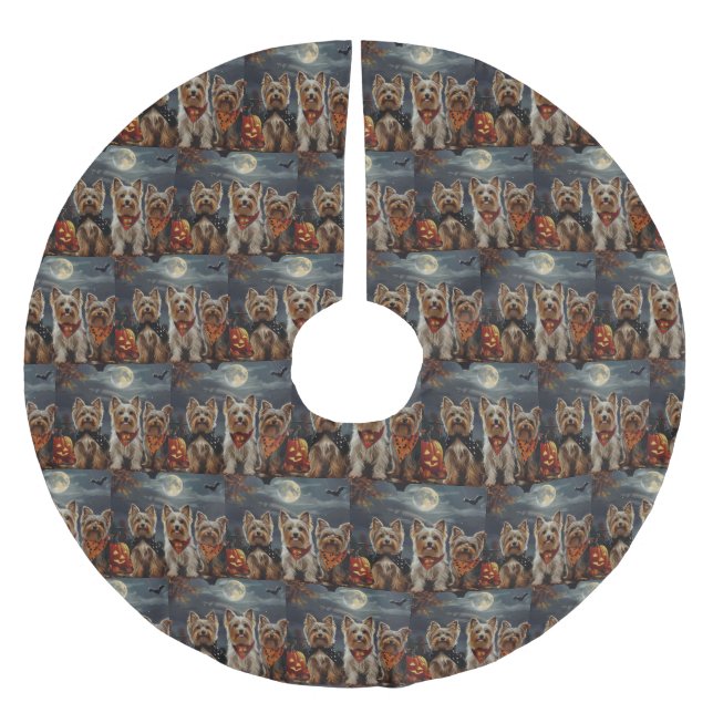 Biewer Terrier Halloween Spooky Julgransmatta Borstad Polyester (Framsidan)