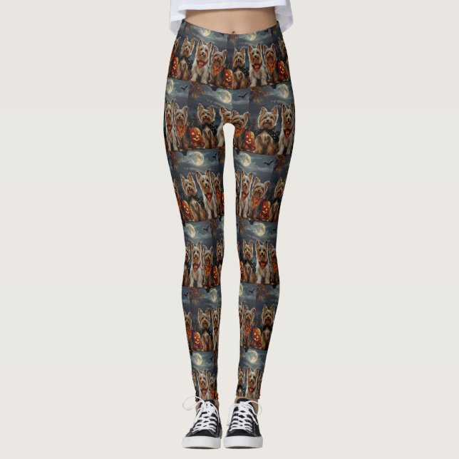 Biewer Terrier Halloween Spooky Leggings (Framsida)