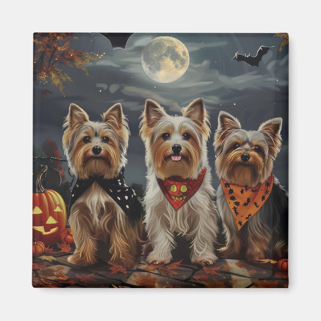 Biewer Terrier Halloween Spooky Magnet (Framsidan)