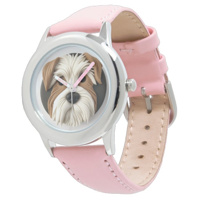 Biewer Terrier Hund 3D Inspirerad Armbandsur (Vinklad)