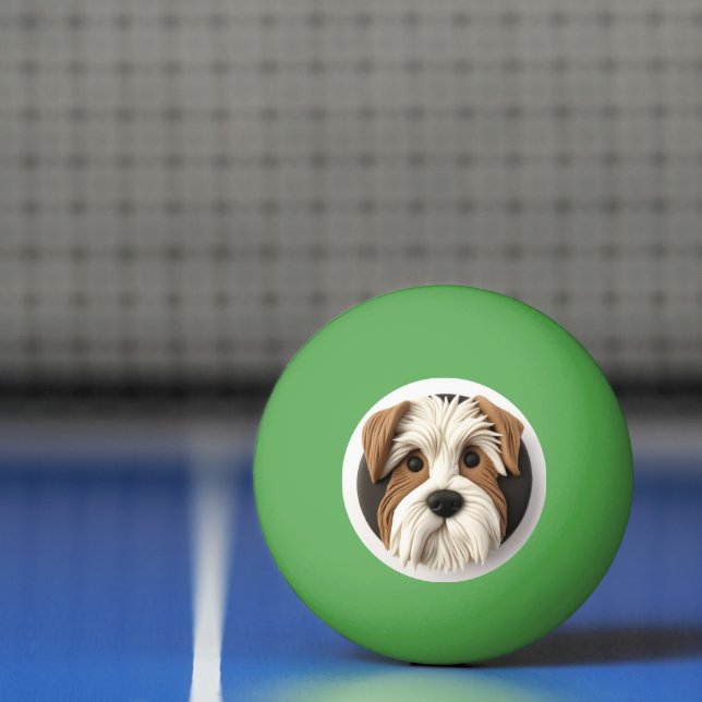 Biewer Terrier Hund 3D Inspirerad Pingisboll (Netto)