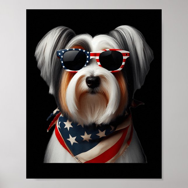 Biewer Terrier Hund 4 juli American Independen Poster (Framsidan)
