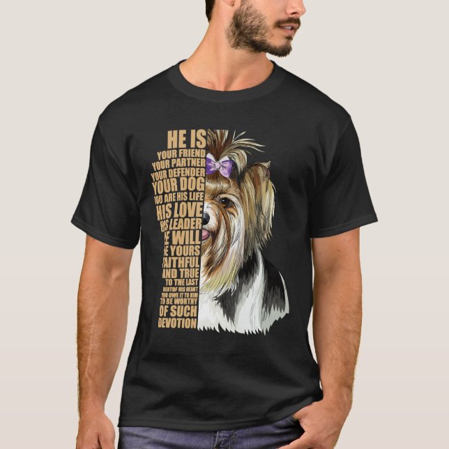 Biewer Terrier Hund Cute Teckning inspiration för  T Shirt (Framsida)