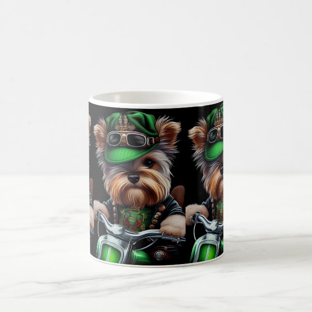 Biewer Terrier Hund Driving Bike St. Patrick's Day Kaffemugg (Center)
