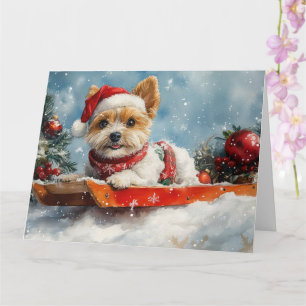 Biewer Terrier Hund i Sledge Låt det snöa jul Kort