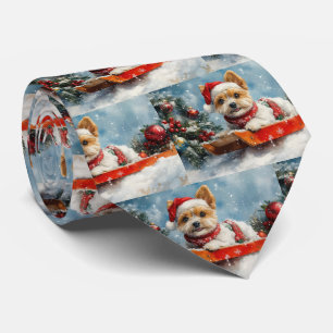 Biewer Terrier Hund i Sledge Låt det snöa jul Slips