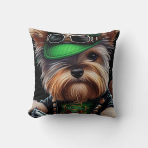 Biewer Terrier Hund Kör Bike St. Patrick's Day Kudde
