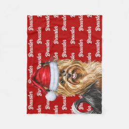 Biewer Terrier Hund med Namn jul-Helgdag Fleecefilt