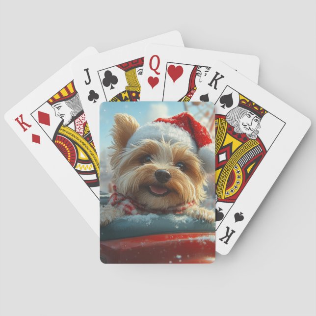 Biewer Terrier Hund Roller Underlägg jul Casinokort (Baksidan)