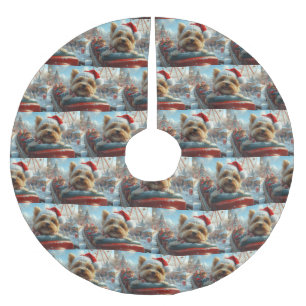 Biewer Terrier Hund Roller Underlägg jul Julgransmatta Borstad Polyester