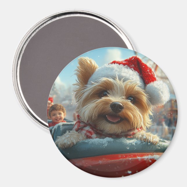 Biewer Terrier Hund Roller Underlägg jul Magnet (Front/Back)
