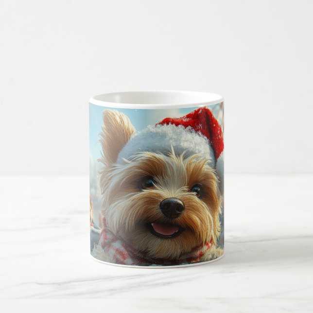 Biewer Terrier Hund Rulltrappa Jul  Kaffemugg (Center)