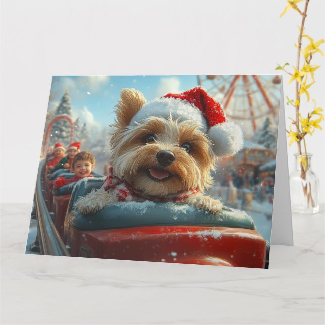 Biewer Terrier Hund Rulltrappa Jul  Kort (Gul blomma)