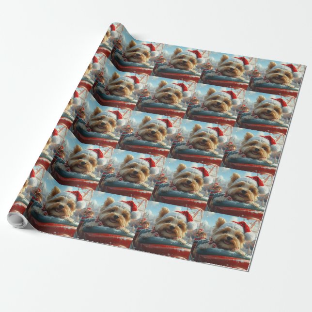 Biewer Terrier Hund Rulltrappa Jul  Presentpapper (Utrullad)