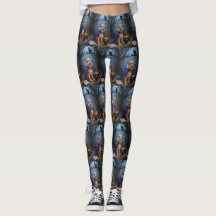 Biewer Terrier Hund Whimsical Halloween-målning Leggings
