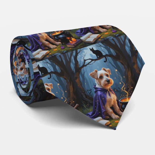 Biewer Terrier Hund Whimsical Halloween-målning Slips (Rullad)
