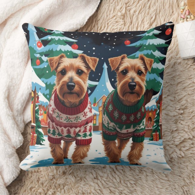 Biewer Terrier Hundar Jul Snö Holiday Kudde (Filt)