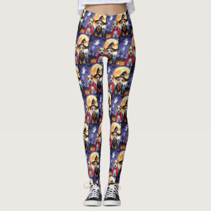 Biewer Terrier Hundar Pumpa Halloween Rolig Leggings