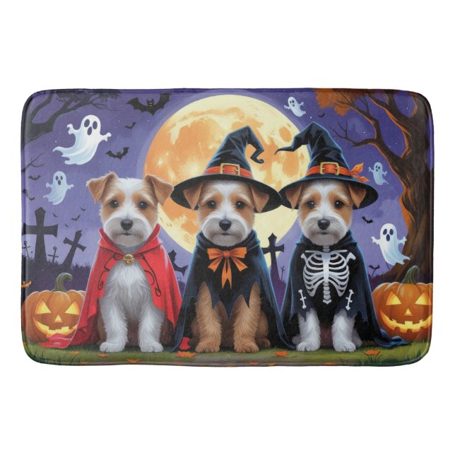 Biewer Terrier Hundar Pumpkin Halloween Funny Badrumsmatta (Framsidan)