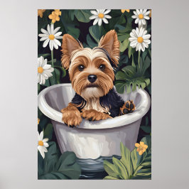 Biewer Terrier i badkar Affisch, Rolig Hund Poster