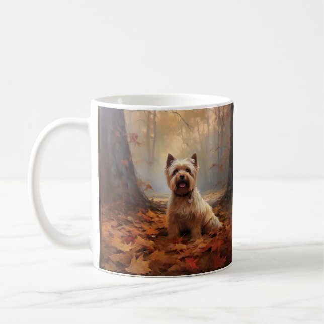 Biewer Terrier i Höst löv Fall Inspire Kaffemugg (Vänster)