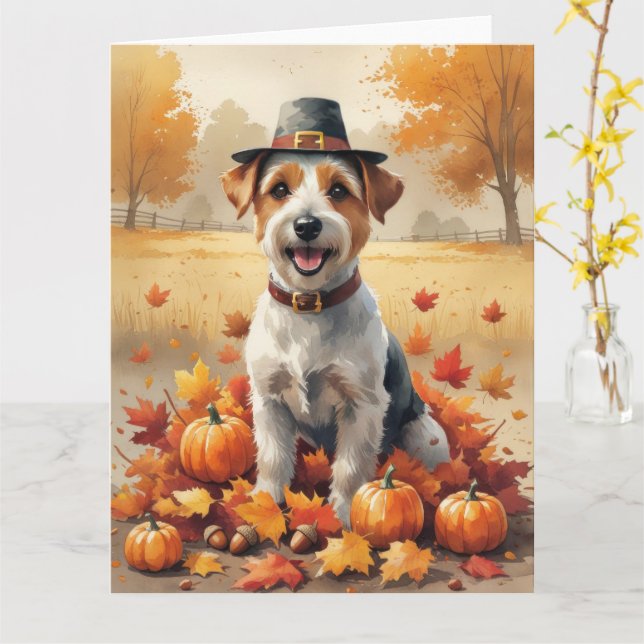 Biewer Terrier i Höst löv Thanksgiving Art Kort (Gul blomma)