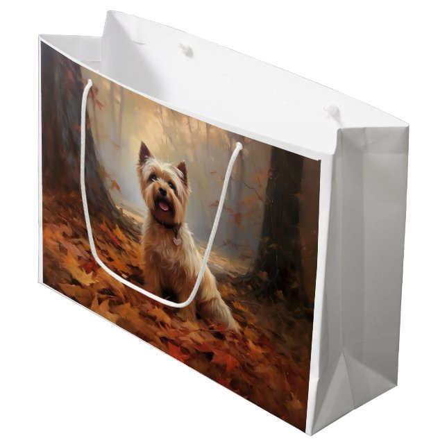 Biewer Terrier i höstlöv Fall Inspire (Framsidan Vinklad)