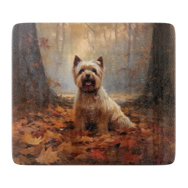 Biewer Terrier i höstlöv Fall Inspire (Framsidan)