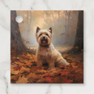 Biewer Terrier i höstlöv Fall Inspire Gåvor Etiketter