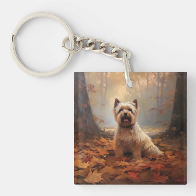 Biewer Terrier i höstlöv Fall Inspirera (Framsidan)