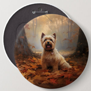 Biewer Terrier i höstlöv Fall Inspirera Knapp