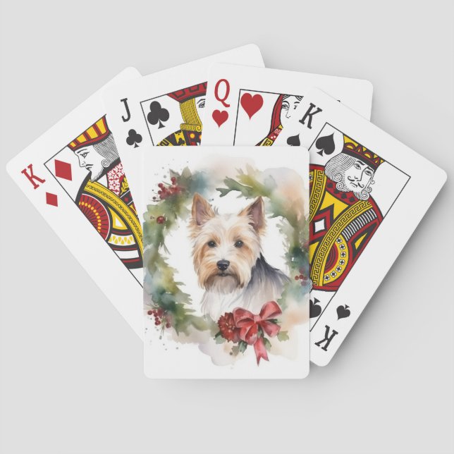 Biewer Terrier jul, andningsfång Valp Casinokort (Baksidan)