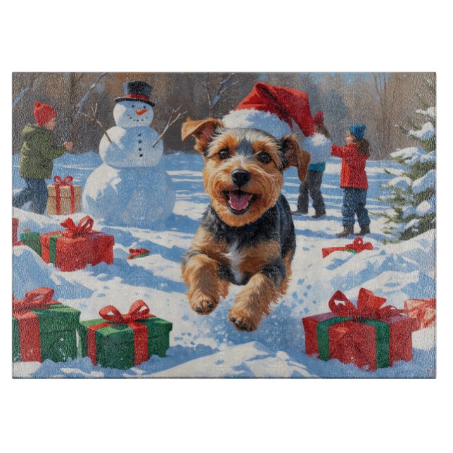 Biewer Terrier Jul Festiv Snö Scen (Framsidan)