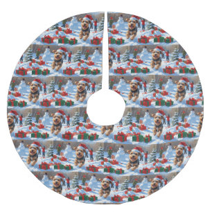 Biewer Terrier Jul Festiv Snö Scen Julgransmatta Borstad Polyester