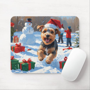 Biewer Terrier Jul Festiv Snö Scen Musmatta